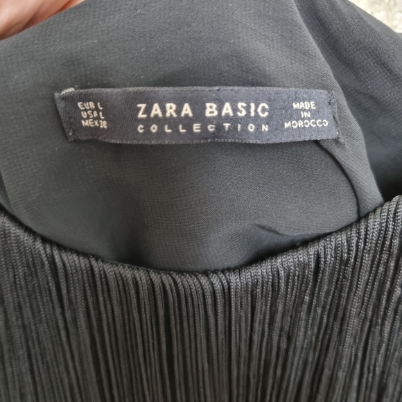 Zara Fringe Dress L 12 Flapper 1920s Black Party Fancy Dress Knee Length - Picture 3 of 10